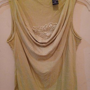 New York & Co green lace cowl neck sleeveless tank top Summer blouse shirt XS!